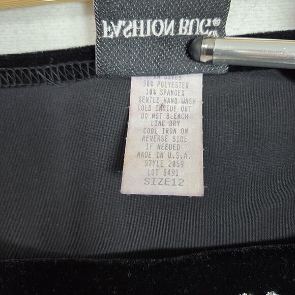 VTG 90s Velvet Crop Top Sz 12 Black Rhinestone Straps Evening Formal Whimsigoth - Picture 8 of 11